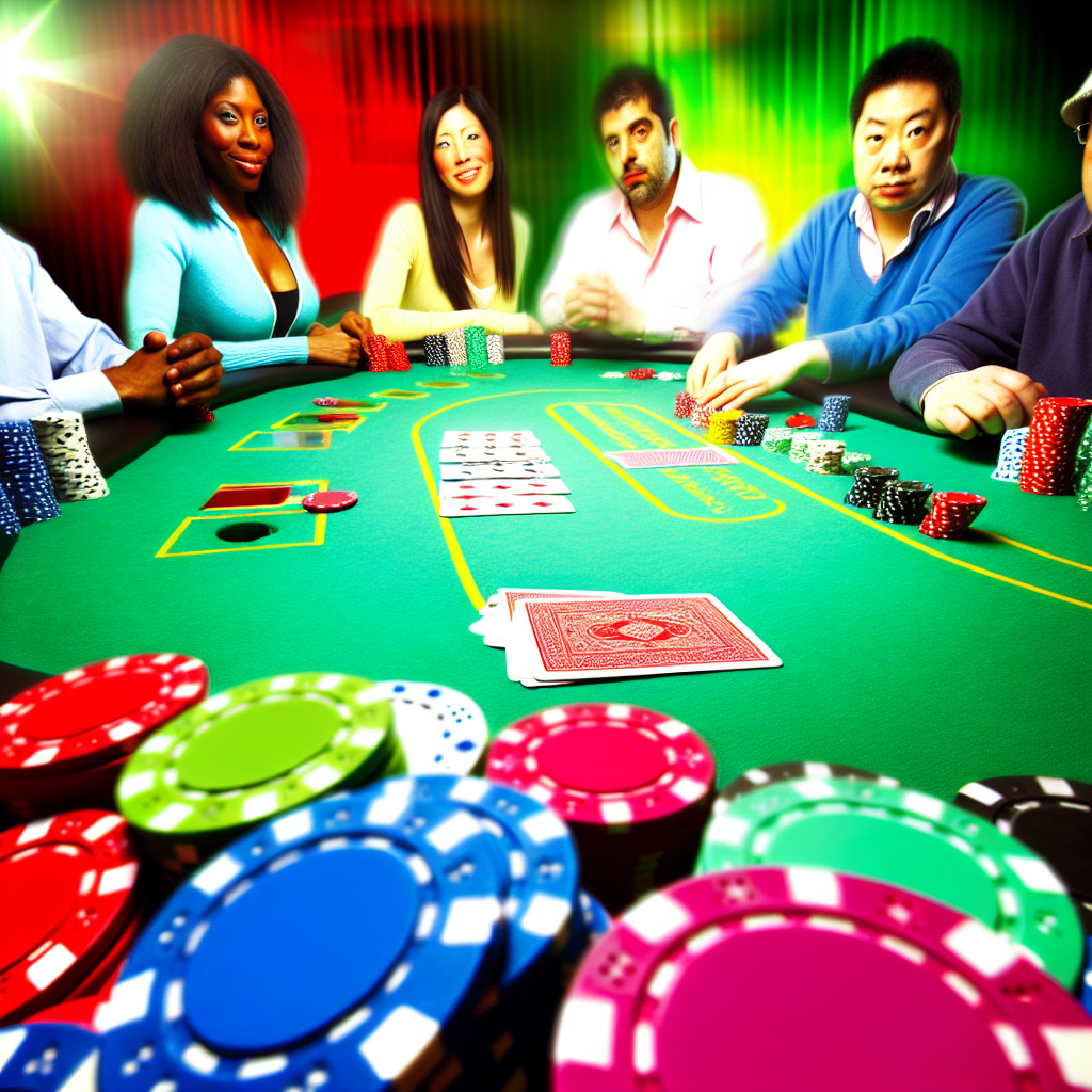 A colorful and dynamic poker table.