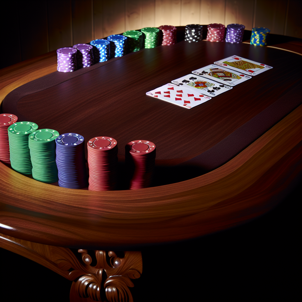 Poker chips and cards on table.