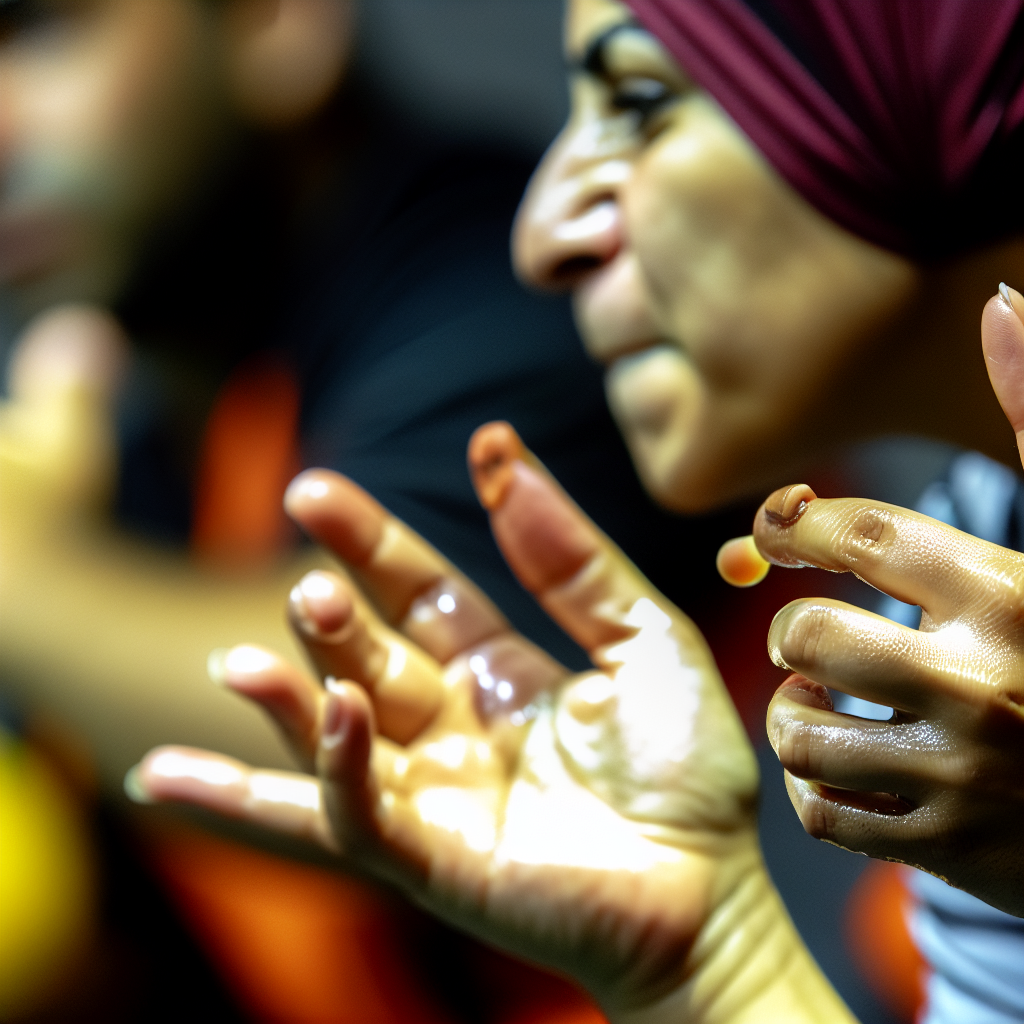 Close-up of players' intense hands.