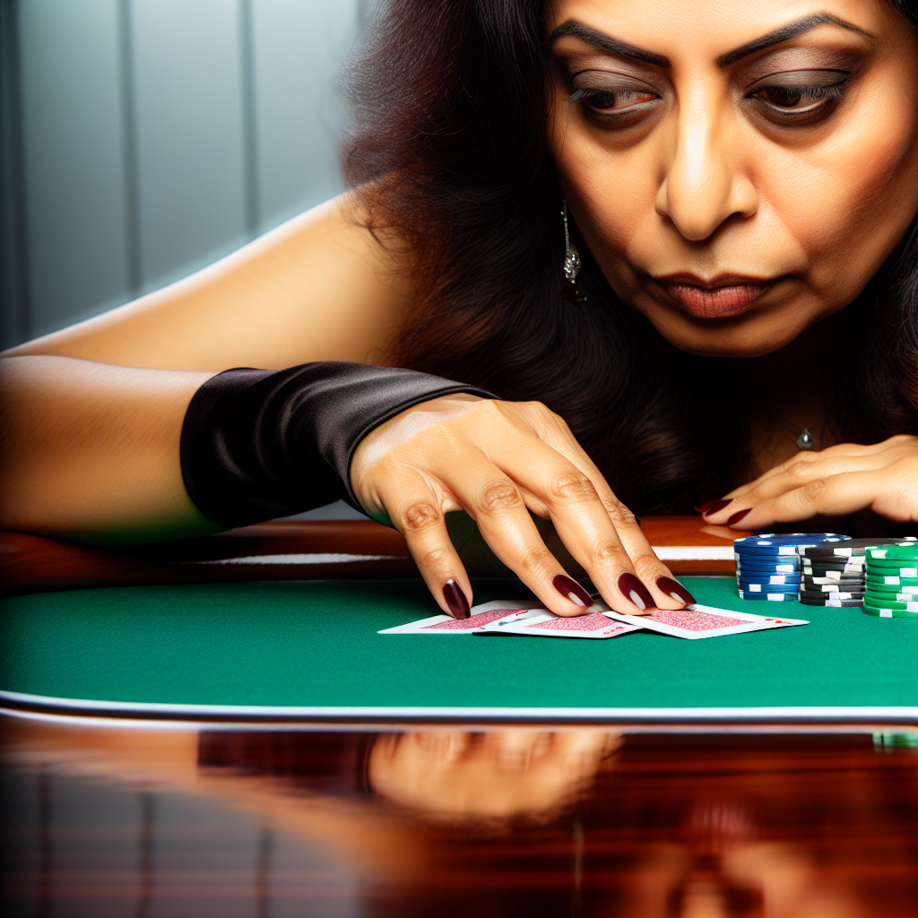 Close-up of poker player calculating odds.