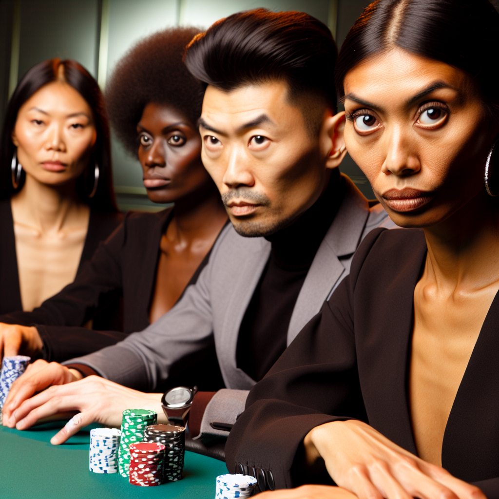 Close-up of poker player's intense expression.