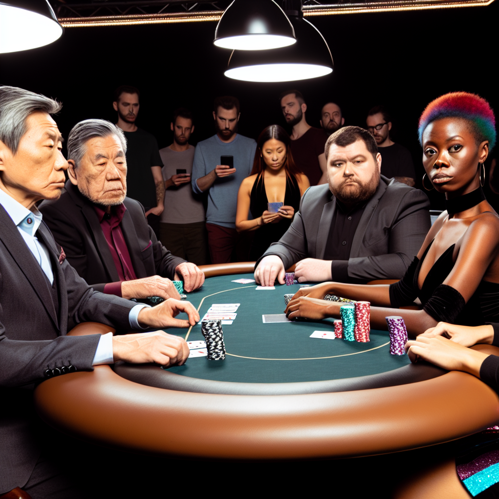 Intense poker players at a tournament.