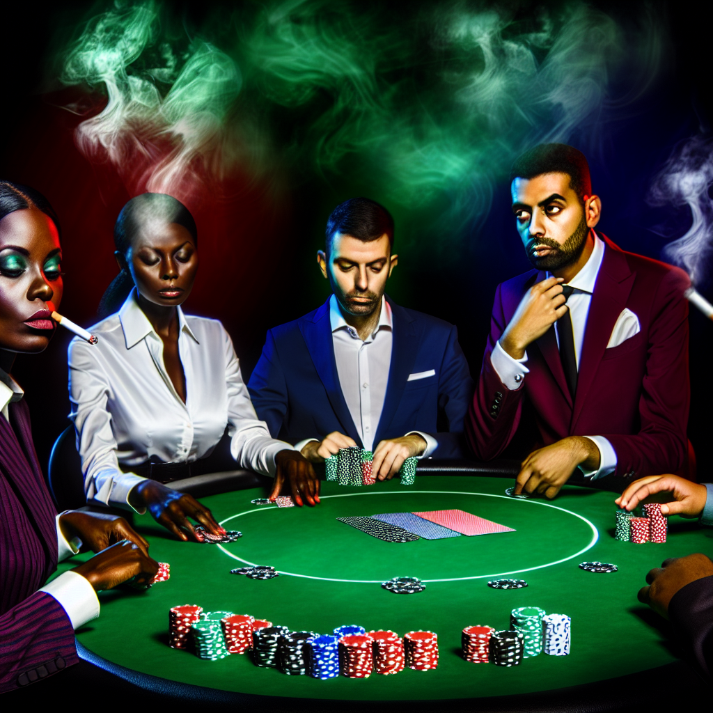 Intense poker tournament with high stakes.