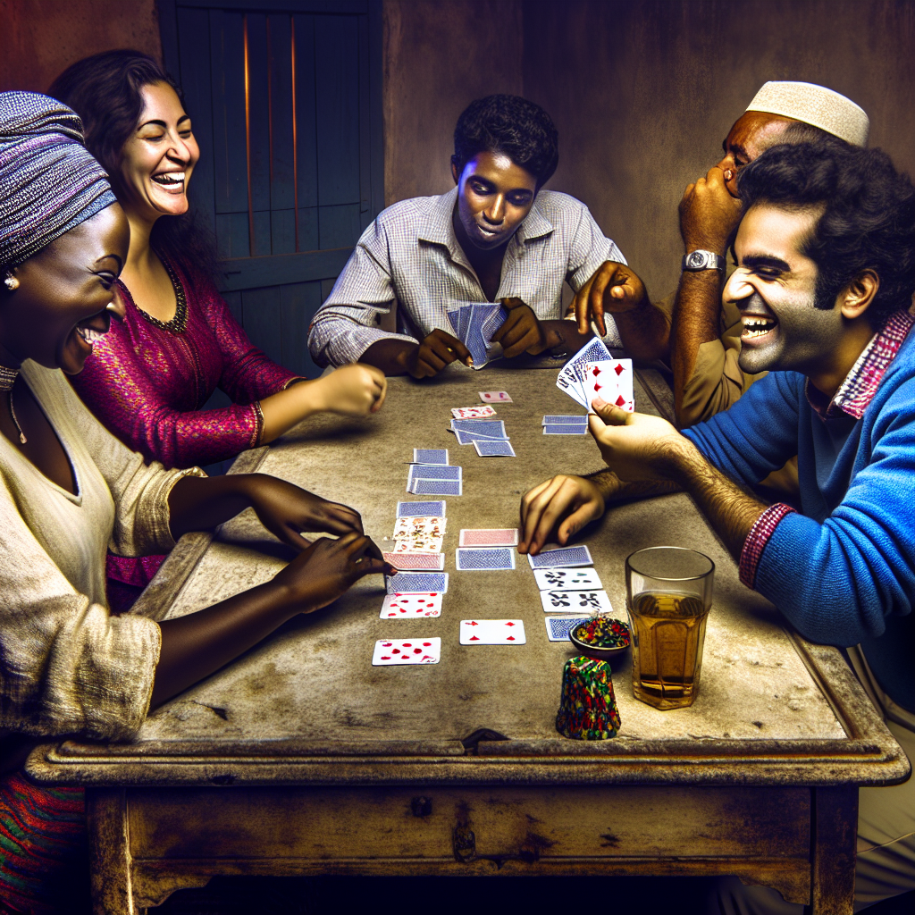Players at table with cards.
