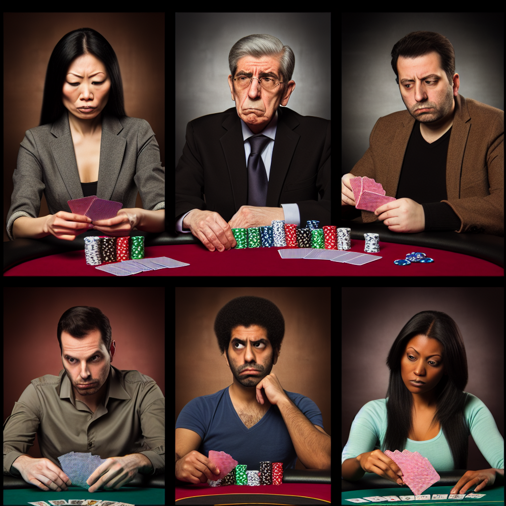 Players strategizing at poker table positions.