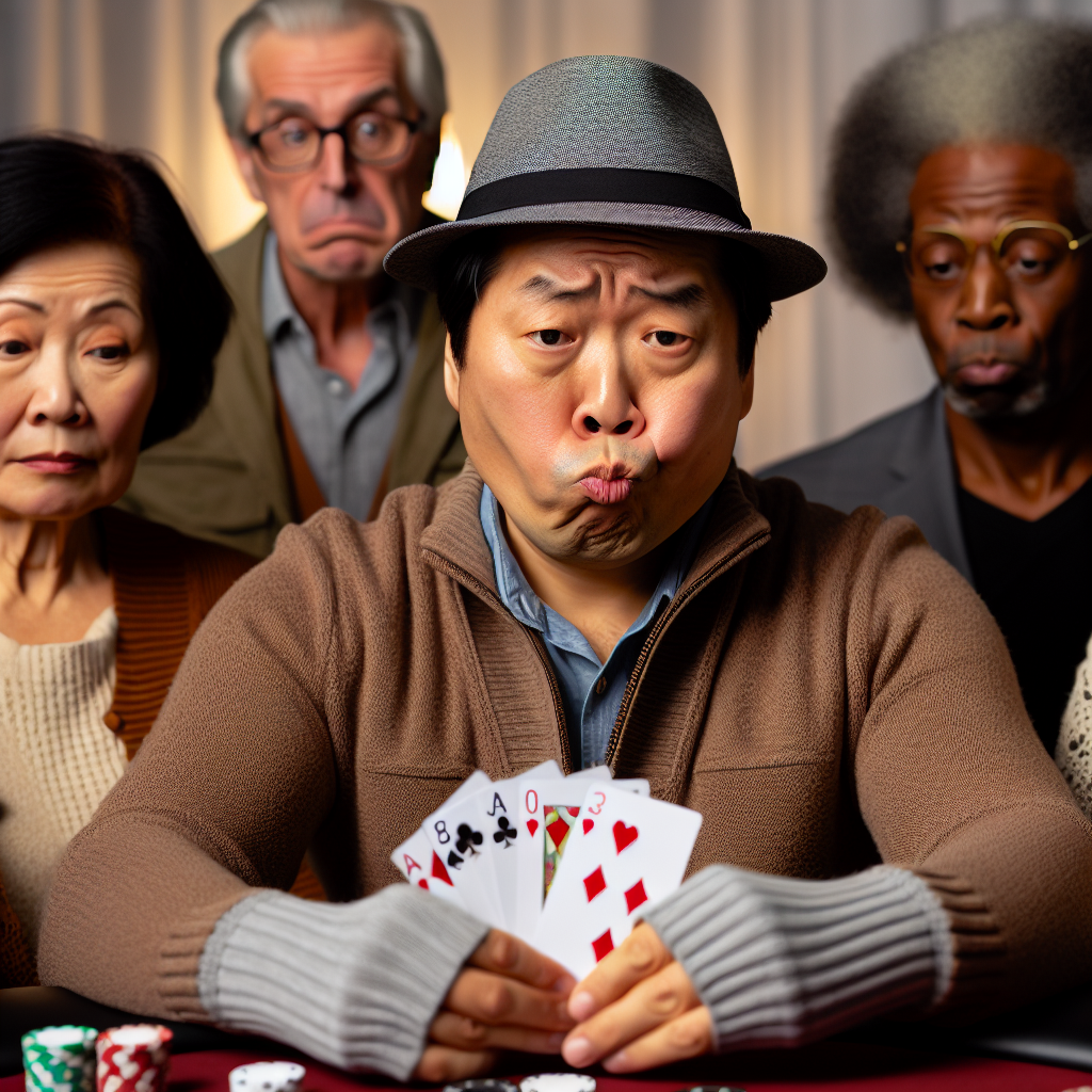 Poker player holding a winning hand.