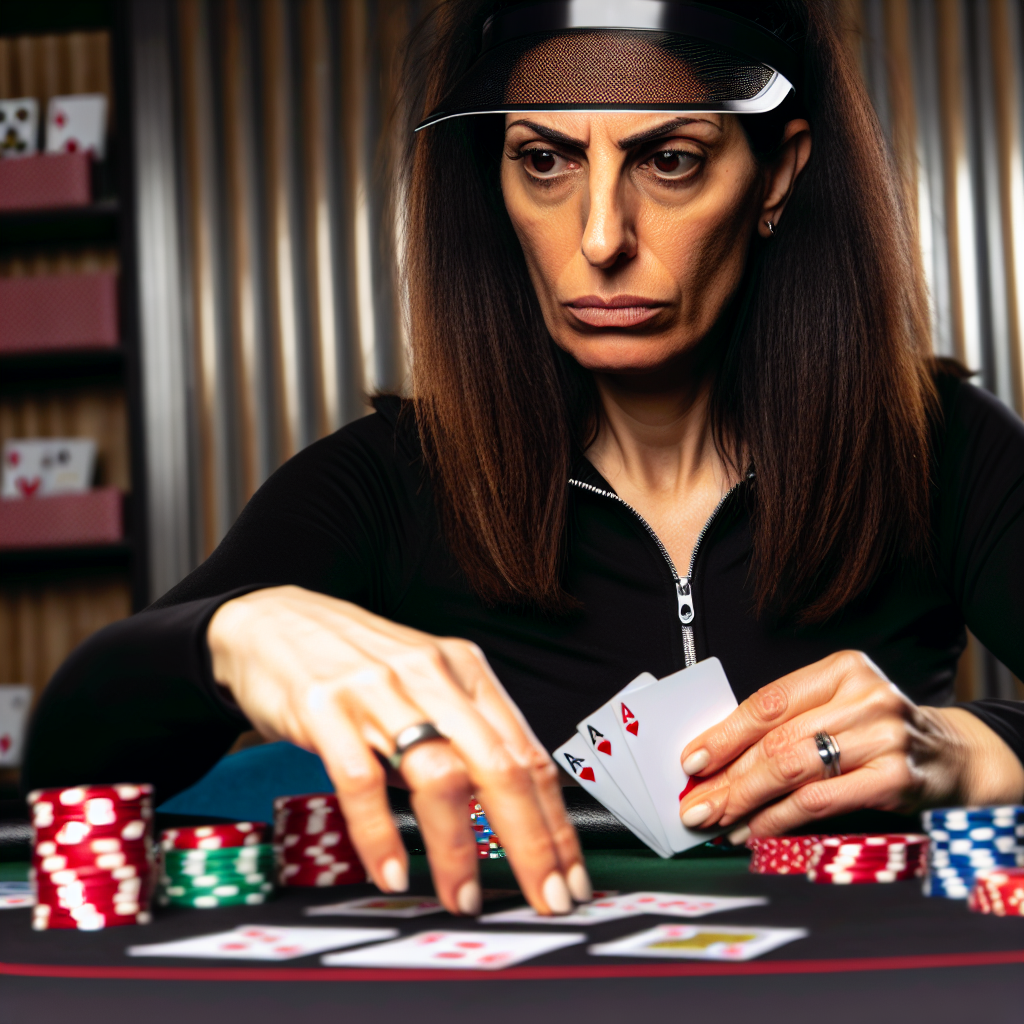 Poker player with focused expression strategizing.
