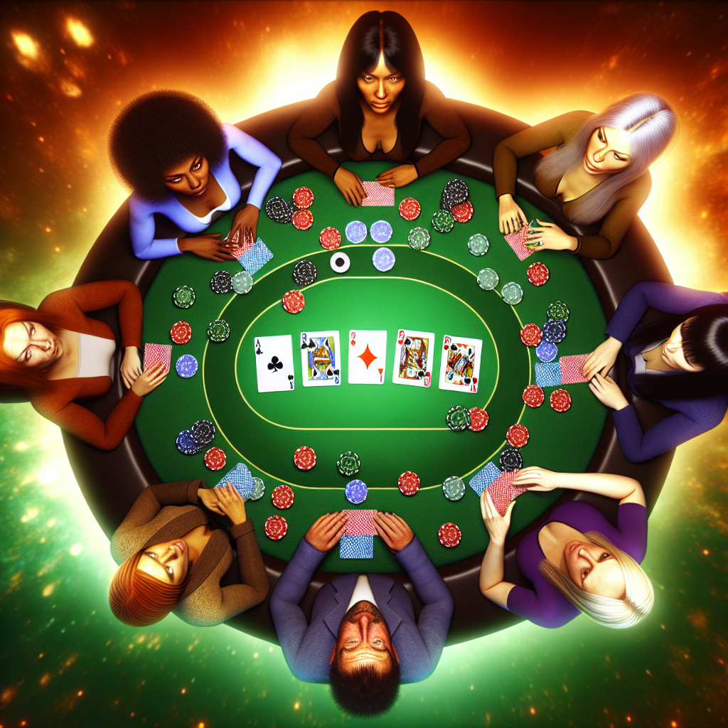 Poker table with hole cards revealed.
