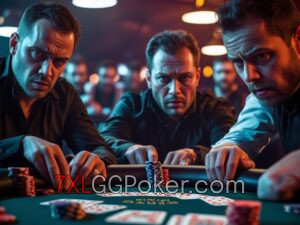 Player focusing on poker psychology strategies, observing body language and timing at the table.