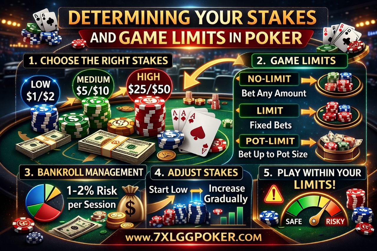 Choosing the right stakes and limits for your poker bankroll, www.7XLGGPOKER.COM